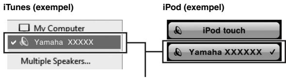 YAMAHA R-N500 - Klicka (peka) på AirPlay-ikonen i iTunes/på din iPod och ange encheten (enhetens natverksnamn) som ljudutmatningsenhet. - 1