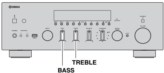 YAMAHA R-N500 - Einstellen der Regler BASS und TREBLE - 1