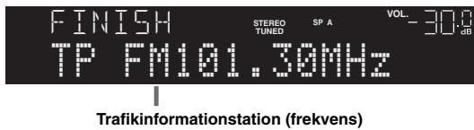 YAMAHA R-N500 - Använd markörknapparna für att välja "TrafficProgram" och tryck sedan på ENTER. - 2