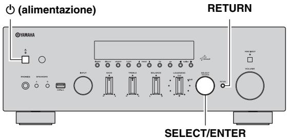 YAMAHA R-N500 - Tenere premuto RETURN sul pannello anteriore e premere (accensione). - 1