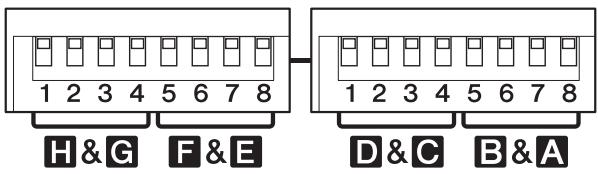 YAMAHA XMV8280/XMV8140/XMV8280-D/XMV8140-D - ⑲ Commutateurs DIP de la section [SPEAKERS] (Haut-parleurs) - 1