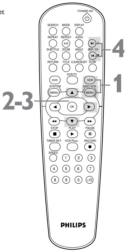 PHILIPS DVD750VR - AUTO SET UP will flash while the DVD/VCR sets up the available channels. When setup is complete, the lowest available channel will appear on the TV. Now when you press SKIP▶/CH▲ or SKIP▶/ CH▼, you will scan only through available channels. You still can select any channel using the Number buttons. - 2