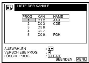 SONY SLV-SE850D - Verschieben von Programmpositionen - 5
