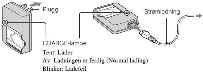 Plugg CHARGE-lampe Tent: Lader Av: Ladningen er ferdig (Normal lading) Blinker: Ladfeil Strømledning