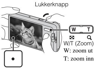 Lukkerknapp W/T (Zoom) W: zoom ut T: zoom inn