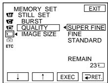 SONY DCR-IP55E - Selecting still image quality mode - 4