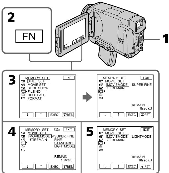 SONY DCR-IP55E - Выбор режима качества движущегося изображения - 1