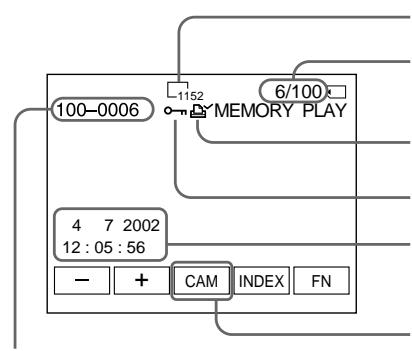 SONY DCR-IP55E - Экранные индикаторы во время воспроизведения неподвижного изображения - 1