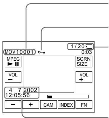 SONY DCR-IP55E - Экранные индикаторы во время воспроизведения движущегося изображения - 1