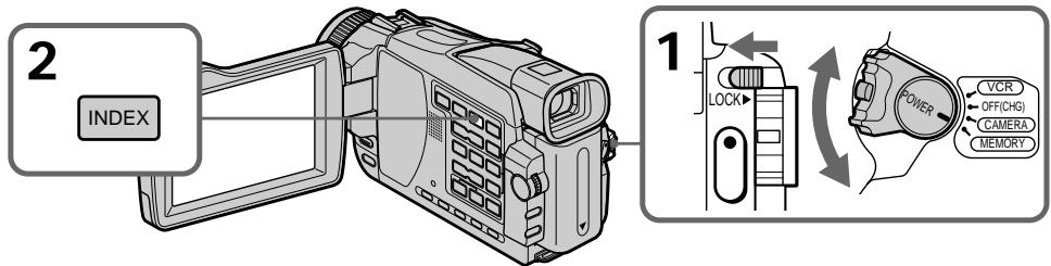 2 INDEX 1 LOCK POWER VCR OFF(CHG) CAMERA MEMORY