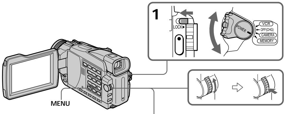 MENU 1 LOCK POWER VCR OFF(CHG) CAMERA MEMORY