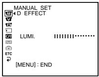 MANUAL SET D EFFECT LUMI. .......... [MENU]: END