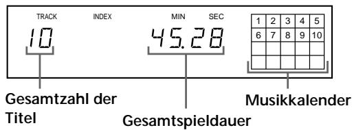 SONY CDP-XB740 - Anzeigen von Gesamtzahl und Gesamtspieldauer der Titel - 1