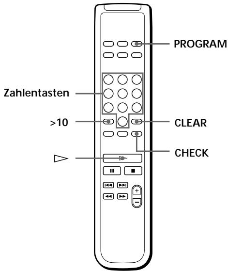 SONY CDP-XB740 - Zusammenstellen eines Programms mit den Bedienelementen auf der Fernbedienung - 1