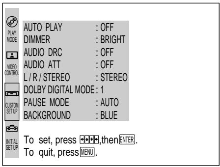 SONY DVP-S3000 - Settings for Display and Sound (CUSTOM SETUP) - 1