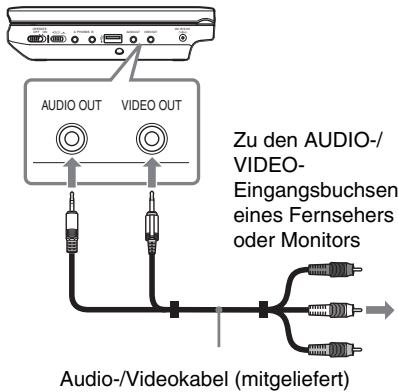 SONY DVP-FX740DT - Schließen Sie den Player and Ihren Fernseher oder Monitor mit dem Audio-Videokabel (mitgeliefert). - 1
