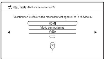 SONY BDP-S357 - Sélectionnez le type de câble utilisé pour raccorder le lecteur et votre téléviseur, et appuyez sur ENTER. - 1