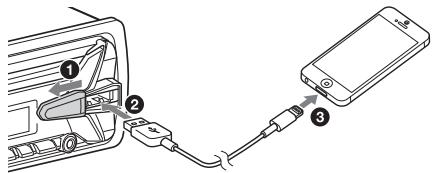 SONY MEX-N5100BT - Collegare l'iPhone/iPod alla porta USB. - 1