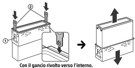 SONY MEX-N5100BT - Rimozione della staffa e della cornice protettiva - 2