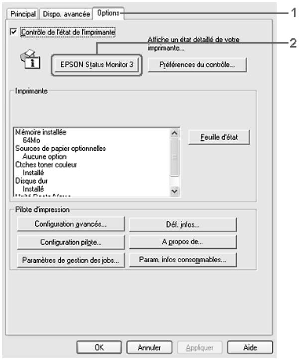 EPSON ACULASER C2600 - Accès à l'utilitaire EPSON Status Monitor 3 - 1