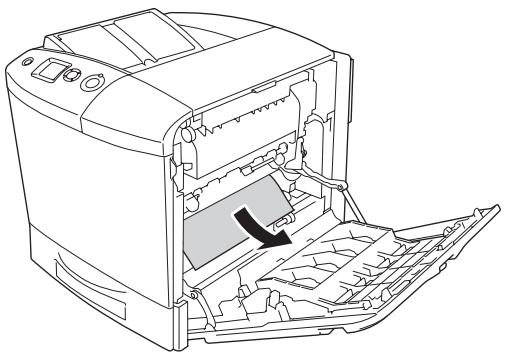 EPSON ACULASER C2600 - Poussez le loquet du capot A vers la gauche et ouvrez le capot jusqu'à ce que vous sentiez une résistance. - 2