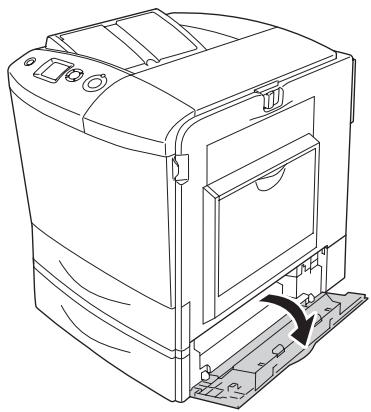 EPSON ACULASER C2600 - Poussez le loquet du capot A vers la gauche et ouvrez le capot jusqu'à ce que vous sentiez une résistance. - 4