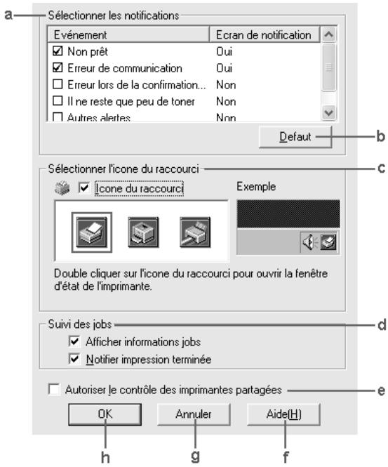 EPSON ACULASER C2600 - Définition des préférences de contrôle - 1
