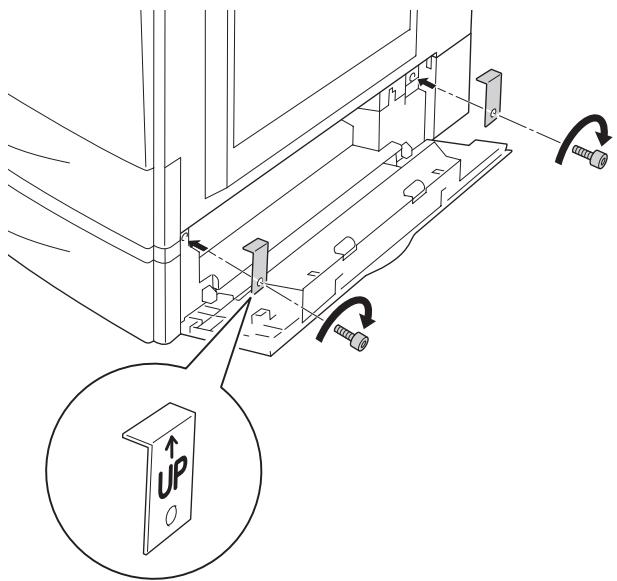 EPSON ACULASER C2600 - Fixez l'unité papier en option sur l'imprimante à l'aide des vis et des plaques fournies. - 1