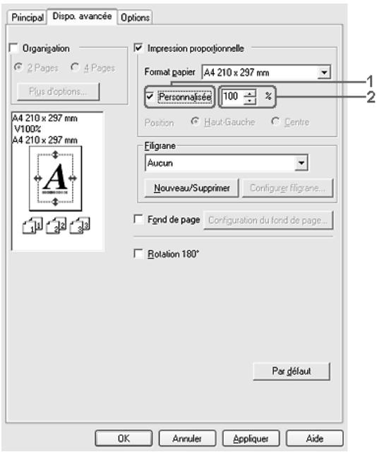 EPSON ACULASER C2600 - Redimensionnement des pages selon un pourcentage déterminé - 1