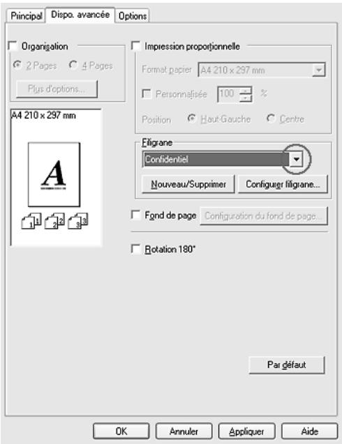 EPSON ACULASER C2600 - Utilisation d'un filigrane - 1