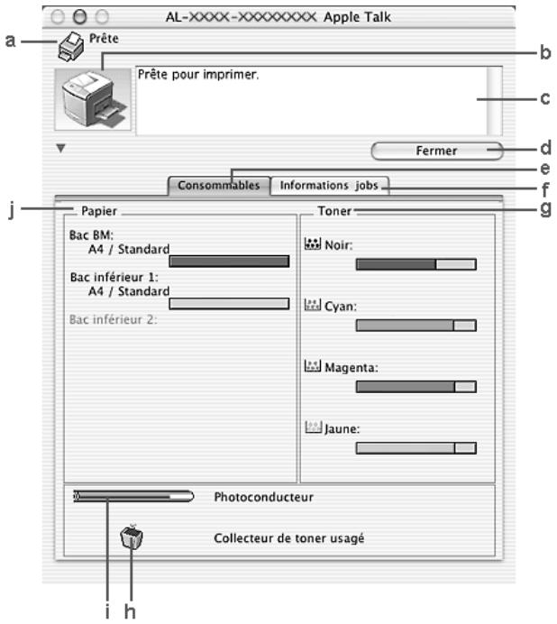 EPSON ACULASER C2600 - Affichage des informations sur l'état de l'imprimante - 1