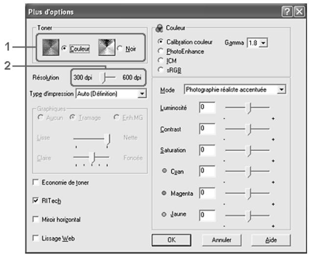 EPSON ACULASER C2600 - Personnalisation des paramètres d'impression - 1