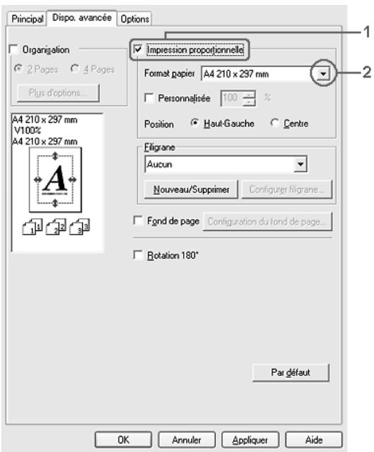 EPSON ACULASER C2600 - Pour redimensionner automatiquement les pages en fonction du format du papier : - 1