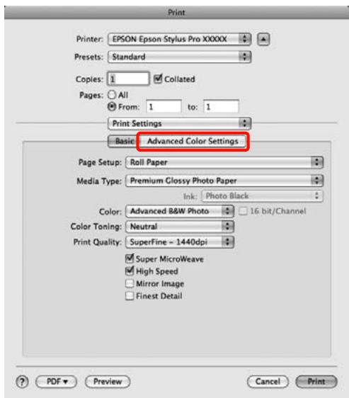 EPSON PRO 9908 - Cliquez sur Advanced Color Settings (Paramètres couleur avances). - 1
