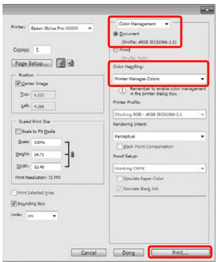 EPSON PRO 9908 - Définissez les paramètres de réglage des couleurs à l'aide de l'application. - 1