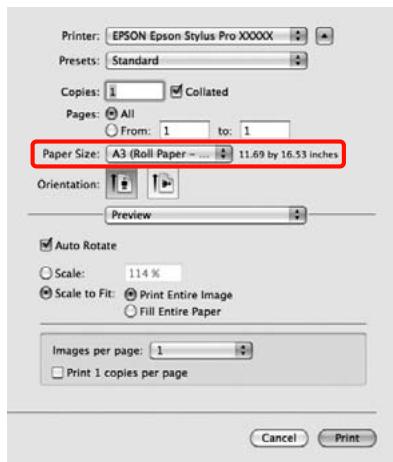 EPSON PRO 9908 - Lorsque l'écran Print (Imprimer) s'affiche, sélectionnez la taille des données créées avec l'application dans Paper Size (Taille du papier). - 1