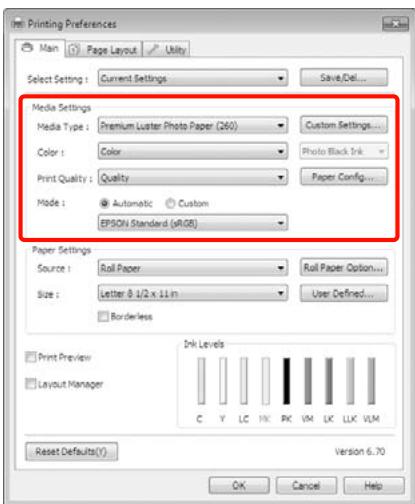 EPSON PRO 9908 - Enregistrement des paramètres de support - 1