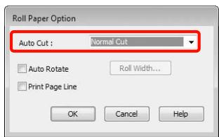EPSON PRO 9908 - Cliquez sur Roll Paper Option (Option papier rouleau), puis selectionnez Normal Cut (Coupe normale) ou Off (Non) dans la liste Auto Cut (Coupe auto). - 1