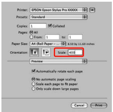 EPSON PRO 9908 - Entre une échelle afin d'agrandir la taille des données créées avec l'application en fonction de la taille du papier sur lequel vous imprimez. - 2