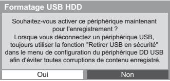PANASONIC TX-L42DT50E - Confirmation de l'activation d'enregistrement du disque dur USB - 1