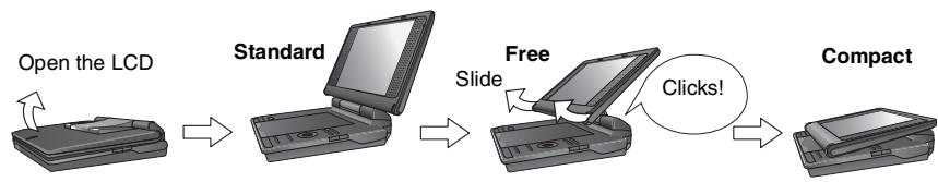 PANASONIC DVD-LS84 - Adjusting the LCD angle - 1