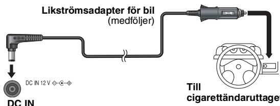 PANASONIC DVD-LS84 - Ansluter den medfoljande DC-adaptern till bil - 1