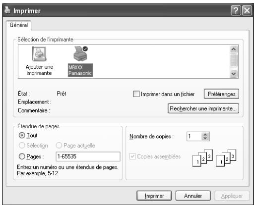 PANASONIC KX-MB261GX - Impression à partir des applications de windows - 1