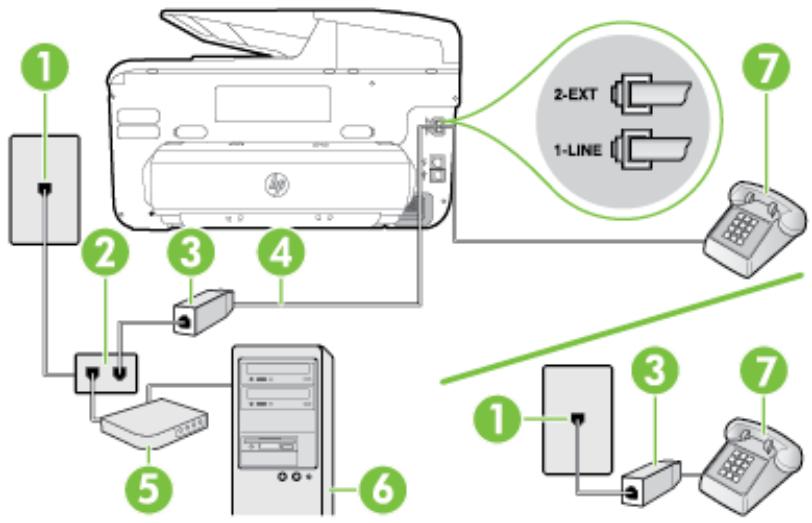 HP OFFICEJET PRO 276DW (CR770A) - Ligne voix/télécopie partagée avec un modem d'ordinateur DSL/ADSL - 1
