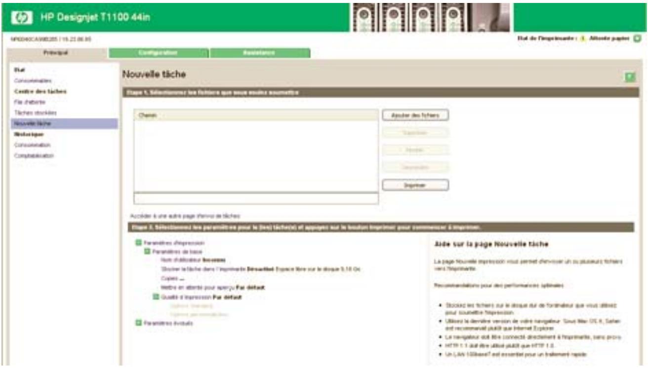 HP DESIGNJET T1100 - Utilisation du serveur Web incorpore pour envoyer des fichiers - 2