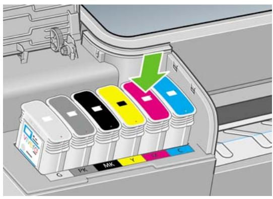 HP DESIGNJET T1100 - Insertion d'une cartouche d'encre - 2
