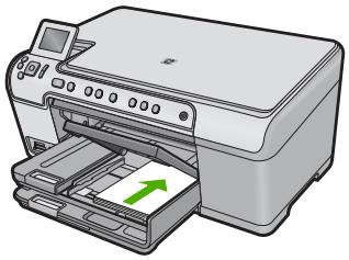 HP PHOTOSMART C5380 - So legen Sie Fotopapier im Format 13 x 18 cm (5 x 7 Zoll) in das Fotofach ein: - 3