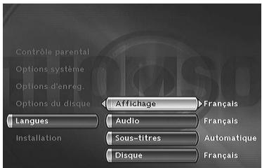 THOMSON DTH8543 - Choix des Langues (DVD) - 1