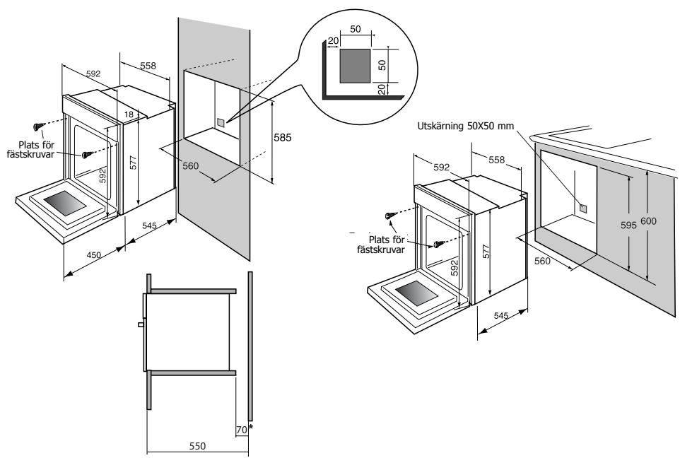 BRANDT FC422ZN1 - Praktiska dimensioner för inbyggnad av din ugn - 1