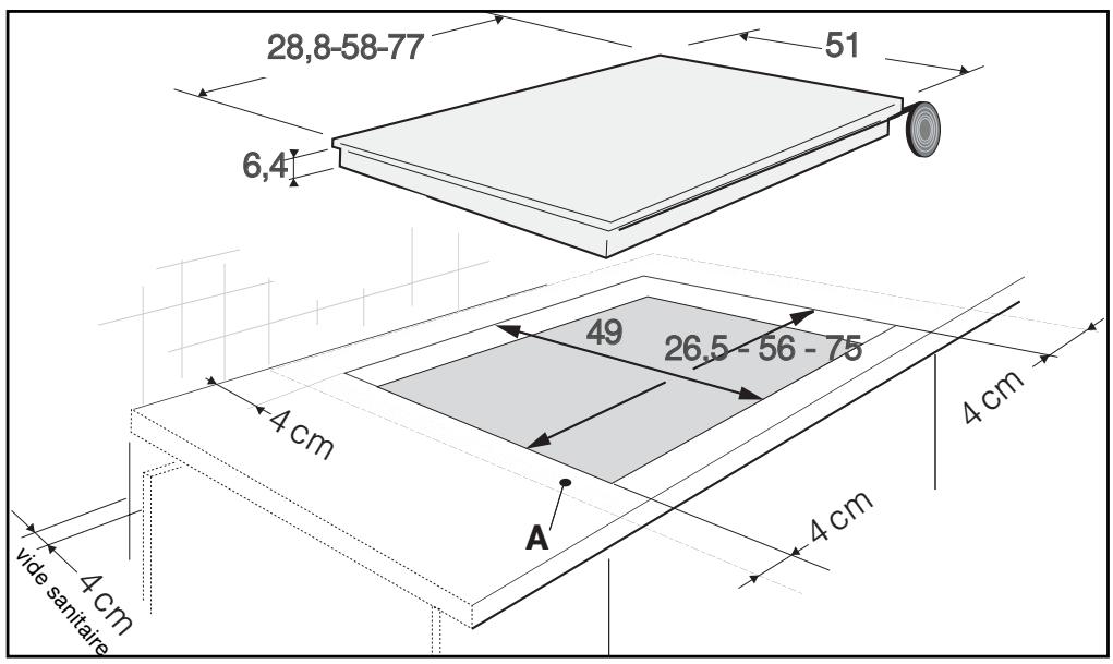 28,8-58-77 6,4 51 49 26,5 - 56 - 75 4 cm 4 cm A 4 cm vide sanitaire